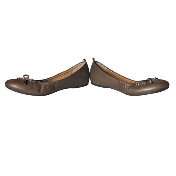 Women~AUDREY BROOKE NEWTON BROWN LEATHER~BOW~Slip on Ballet Flats SHOES Size 8M - Picture 5 of 9